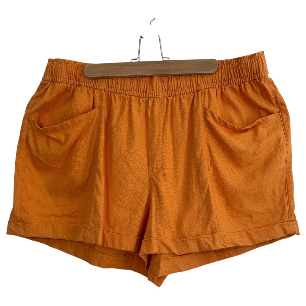 Old Navy Womens Linen Bld Shorts Size 2X HiRise Elastic Drawstring Waist Pockets
